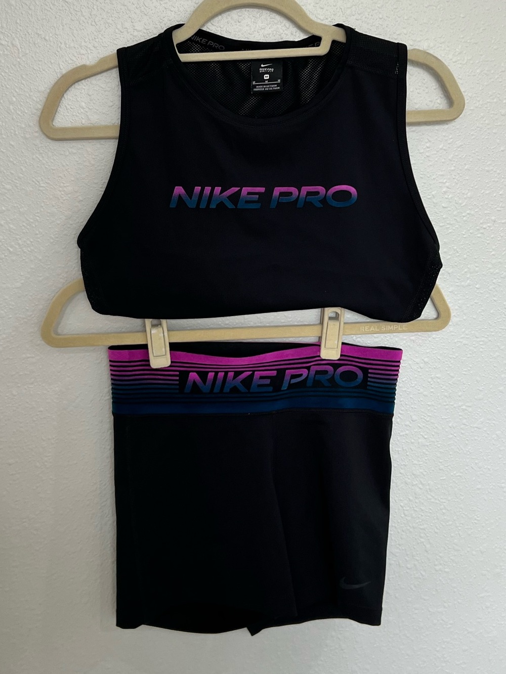 Nike Pro 3 Piece Bundle Mesh Crop Tank & 2 Dri-FIT Compression Shorts